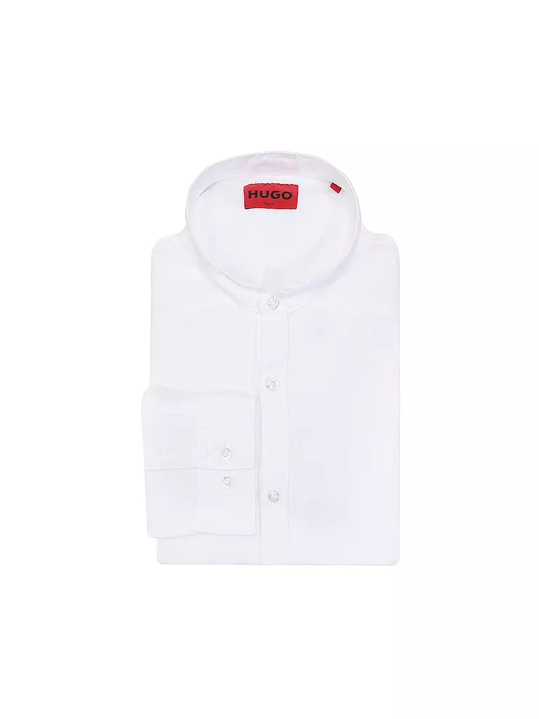 HUGO | Leinenhemd Slim Fit ELVORY  | Bianco
