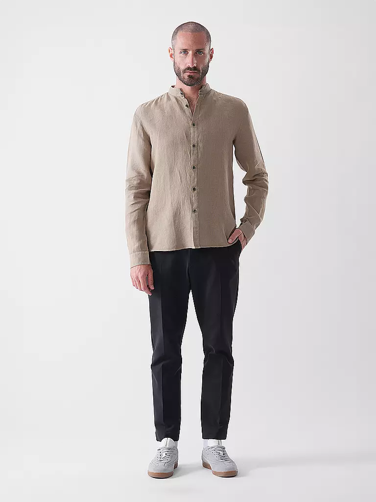 HUGO | Leinenhemd Slim Fit ELVORY  | Marrone