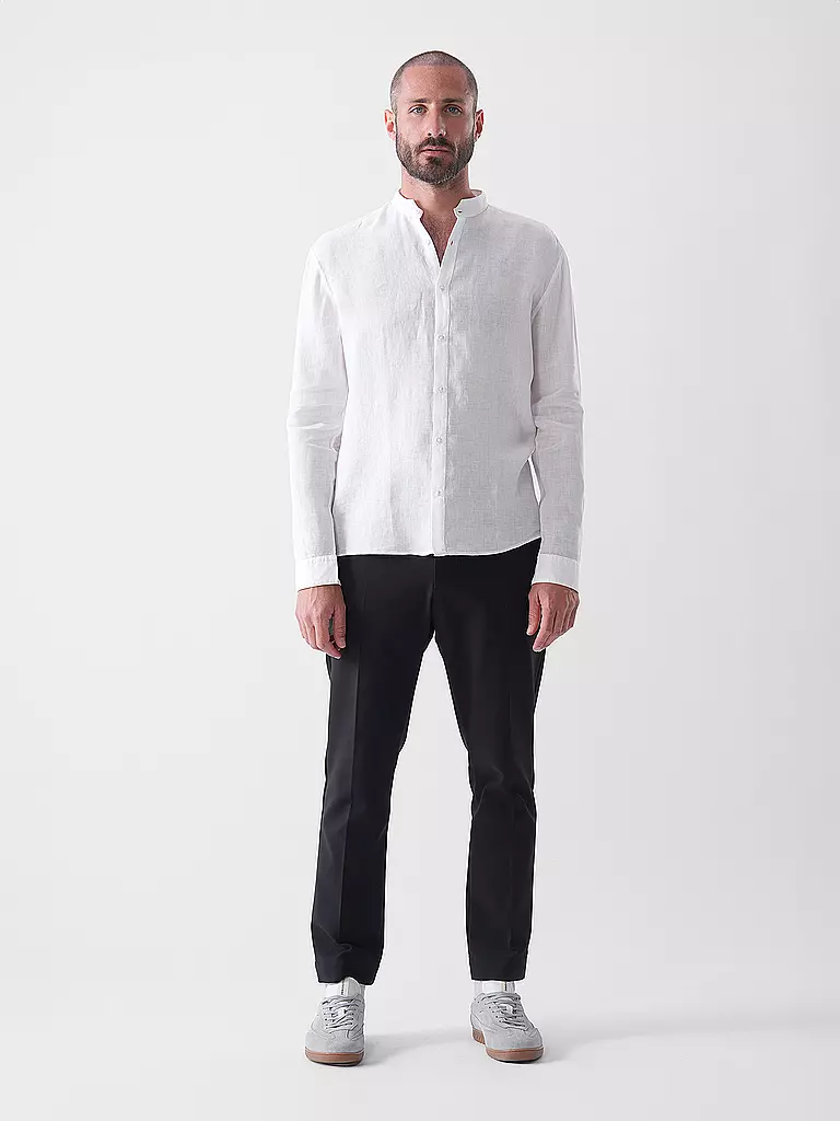 HUGO | Leinenhemd Slim Fit ELVORY  | Bianco