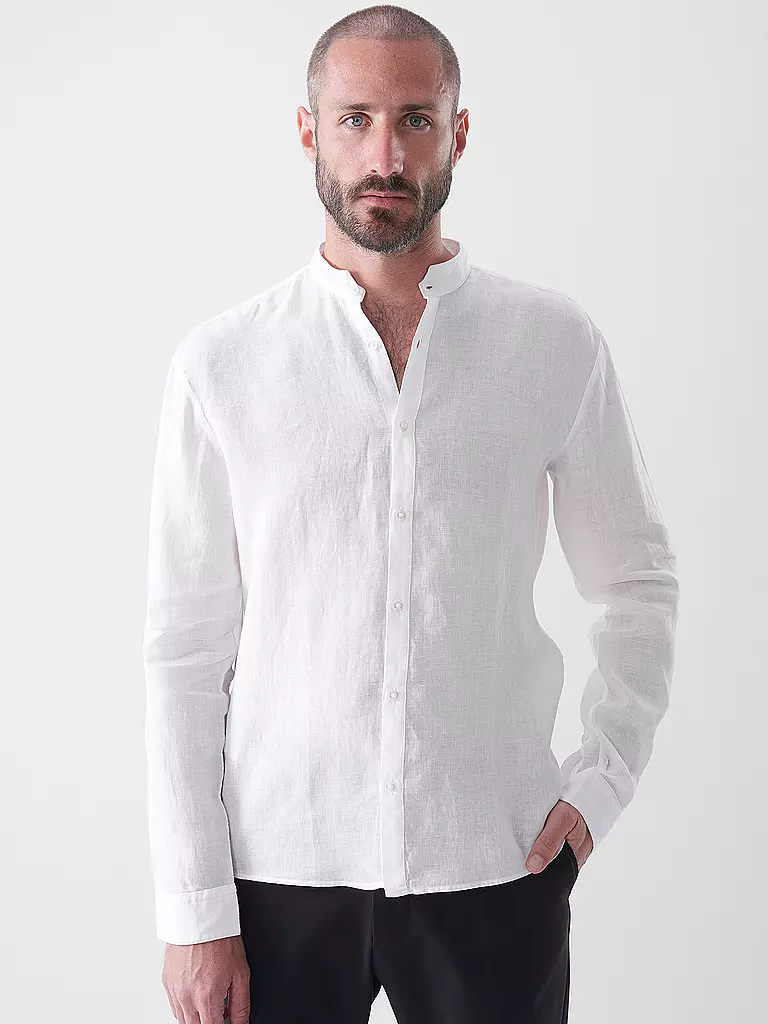 HUGO | Leinenhemd Slim Fit ELVORY  | Bianco