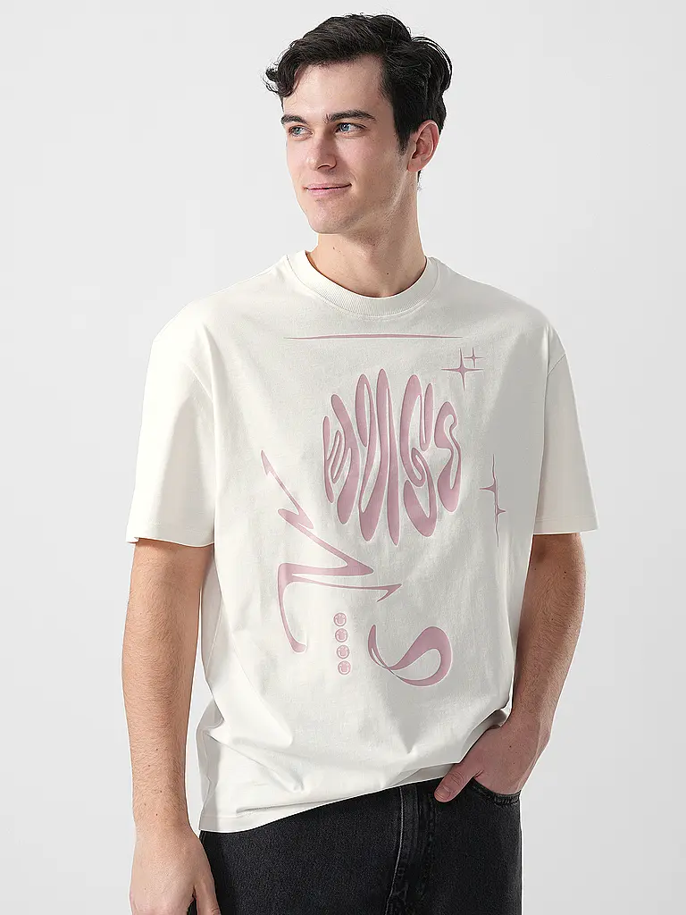 HUGO | Nome prodotto: T-Shirt
Marca: HUGO
Colore: bianco
Categorie: Moda, Donna

Lunghezza manica: Manica corta
Scollo: Girocollo
Materiale: Jersey, Cotone
Motivo: Stampa
Vestibilità (capispalla): Oversize | Bianco