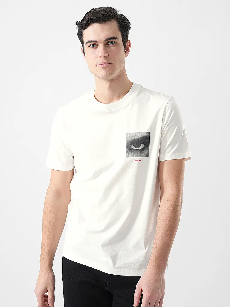 HUGO | Nome prodotto: T-Shirt DEYSS
Marca: HUGO
Colore: bianco
Categorie: Moda, Uomo

Lunghezza manica: Manica corta
Scollo: Girocollo
Materiale: Jersey, Cotone
Motivo: Stampa
Vestibilità (capispalla): Regular
Stile: Pure, Trend | Bianco