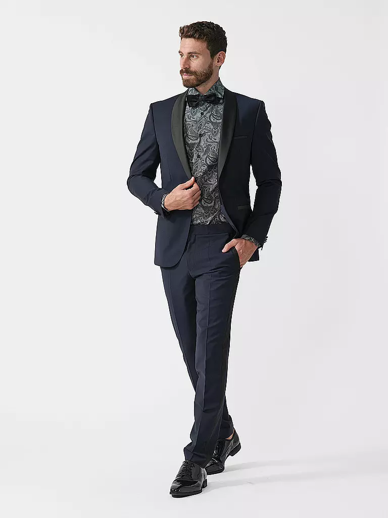 HUGO | Pantaloni da abito smoking slim fit HESTEN224E1X | Blu