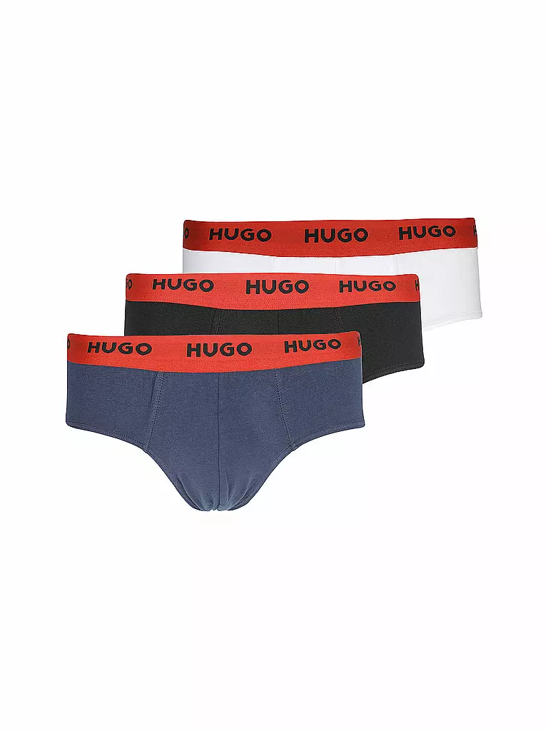 HUGO | Slip confezione da 3 nero bianco navy | Blu scuro