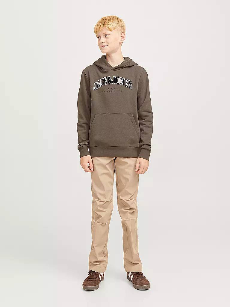 JACK & JONES | Felpa con cappuccio da ragazzo - Hoodie JJECALEB | Marrone