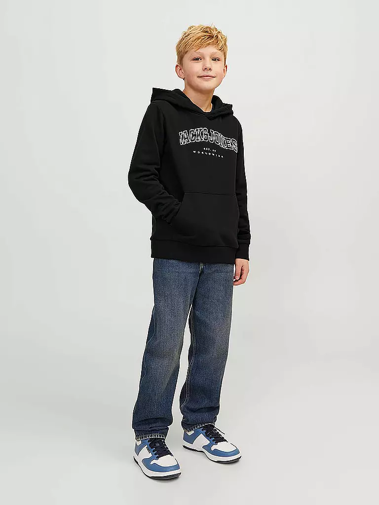 JACK & JONES | Felpa con cappuccio da ragazzo - Hoodie JJECALEB | Nero