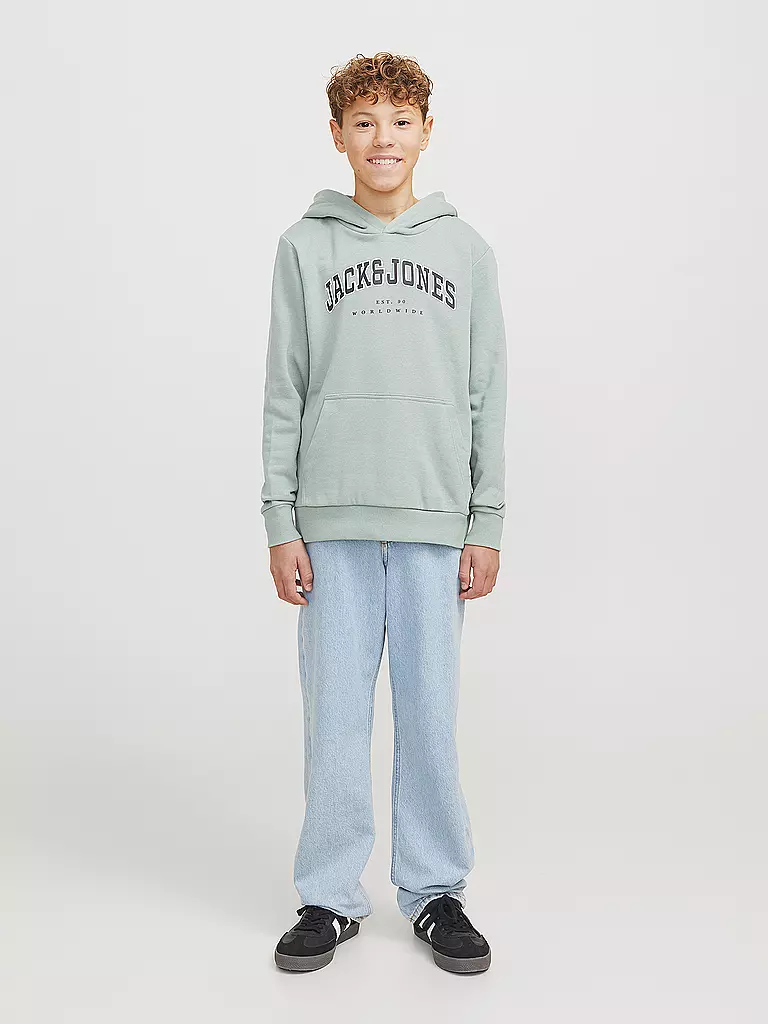 JACK & JONES | Felpa con cappuccio da ragazzo - Hoodie JJECALEB | Verde chiaro