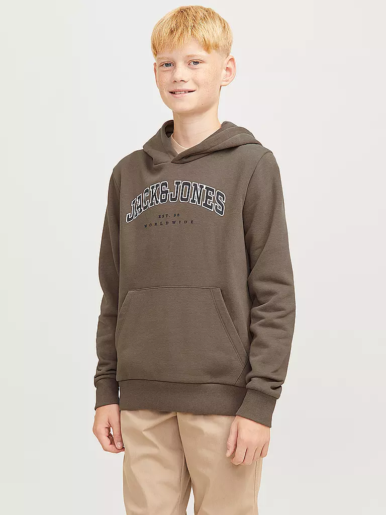 JACK & JONES | Felpa con cappuccio da ragazzo - Hoodie JJECALEB | Marrone