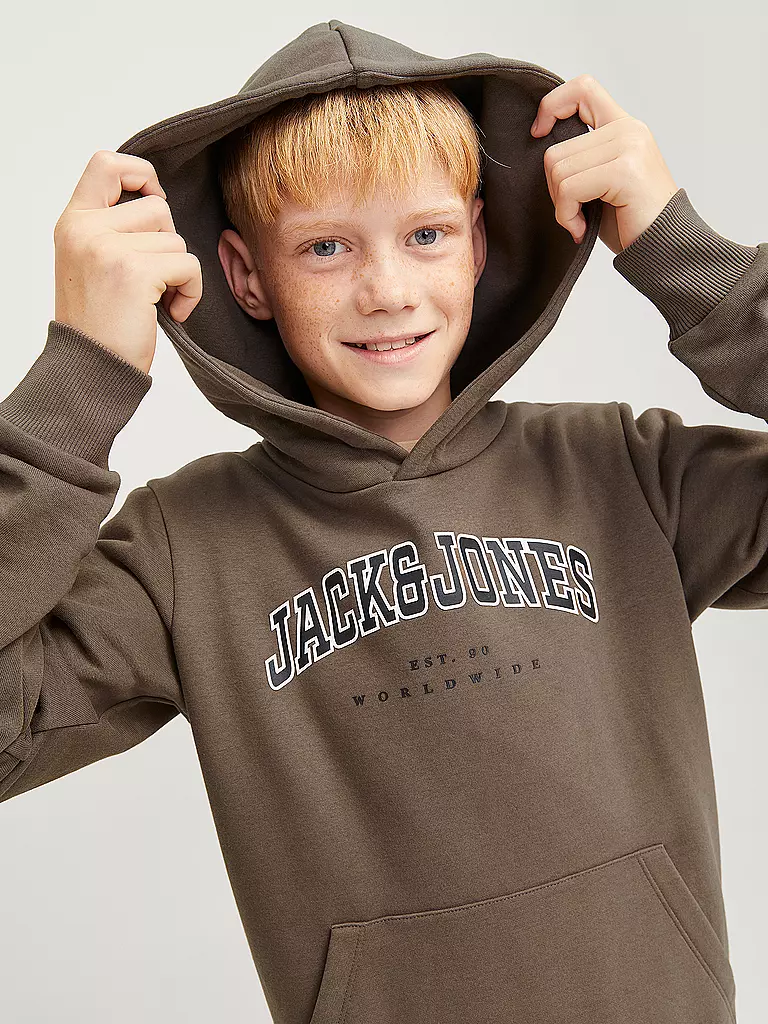 JACK & JONES | Felpa con cappuccio da ragazzo - Hoodie JJECALEB | Marrone