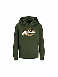 JACK & JONES | Felpa con cappuccio da ragazzo - Hoodie JJELOGO | Oliva