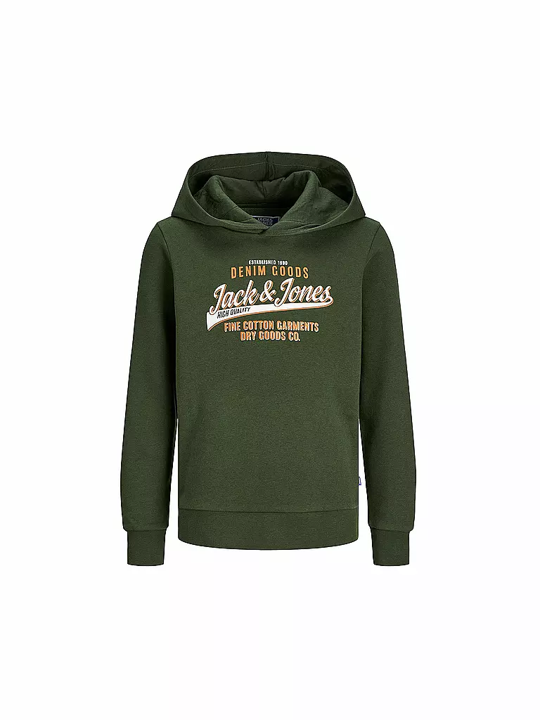 JACK & JONES | Felpa con cappuccio da ragazzo - Hoodie JJELOGO | Oliva