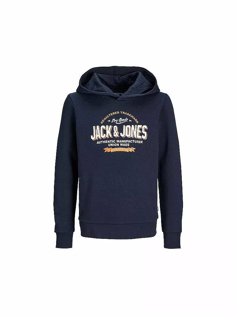 JACK & JONES | Felpa con cappuccio da ragazzo - Hoodie JJELOGO | Blu scuro