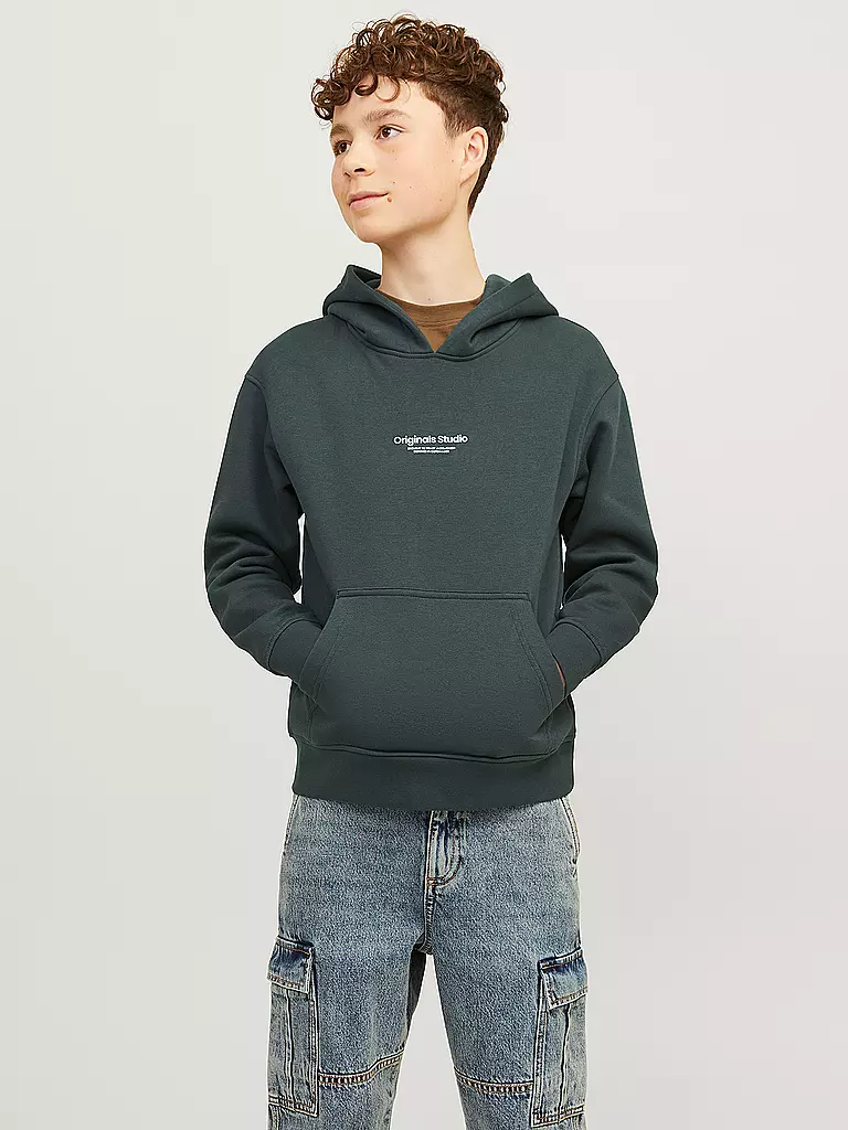 JACK & JONES | Felpa con cappuccio da ragazzo - Hoodie JORVESTERBRO | Verde scuro