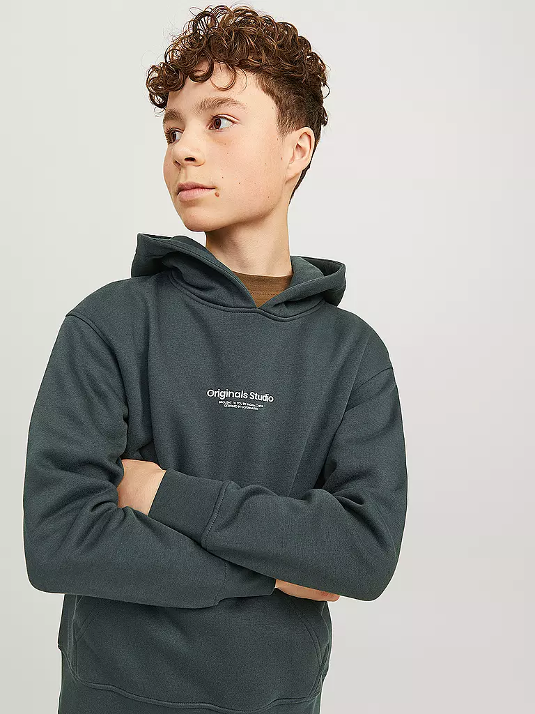 JACK & JONES | Felpa con cappuccio da ragazzo - Hoodie JORVESTERBRO | Verde scuro