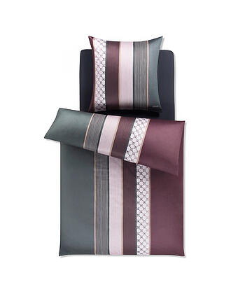 JOOP | Biancheria da letto in raso Cornflower Stripes 70x90cm / 140x220cm Deep Wine