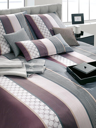 JOOP | Biancheria da letto in raso Cornflower Stripes 70x90cm / 140x220cm Deep Wine