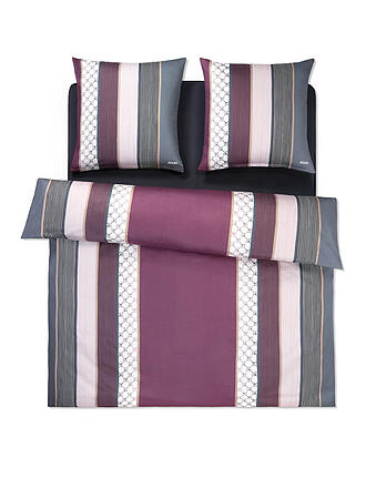 JOOP | Nome prodotto: Biancheria da letto in raso Cornflower Stripes 2 x 70x90cm / 200x200cm Deep Wine