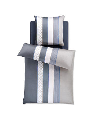 JOOP | Biancheria da letto in raso "Cornflower Stripes" 70x90 / 140x200cm (Deep Coal)