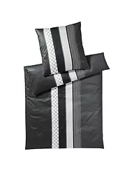JOOP | Satin Bettwäsche Cornflower Stripes 70x90cm / 140x220cm Deep Coal | Grigio