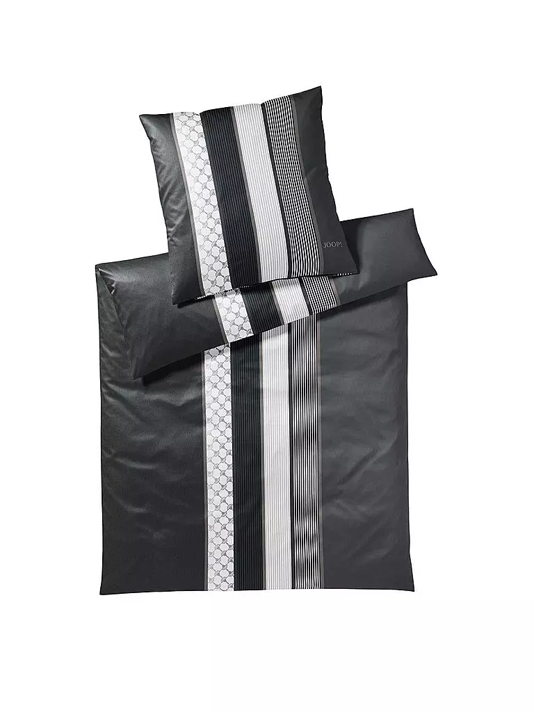 JOOP | Biancheria da letto in raso "Cornflower Stripes" 70x90cm/140x220cm | Grigio