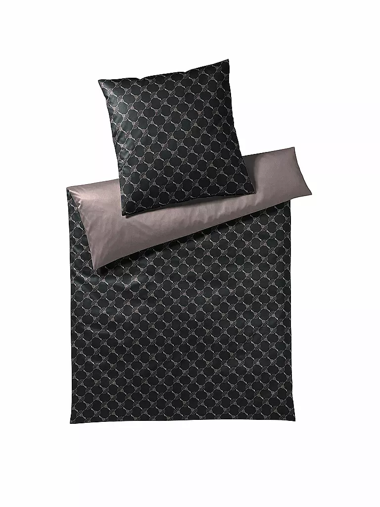 JOOP | Biancheria da letto in raso "Double" 70x90cm / 140x200cm (Nero/Argento) | Nero