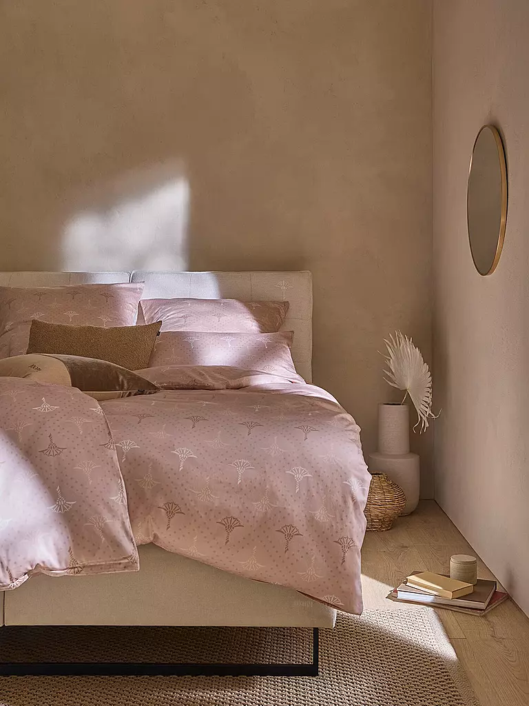 JOOP | Biancheria da letto in raso CORNFLOWER CHARM 2x 70x90cm/200x200cm Nude | Beige