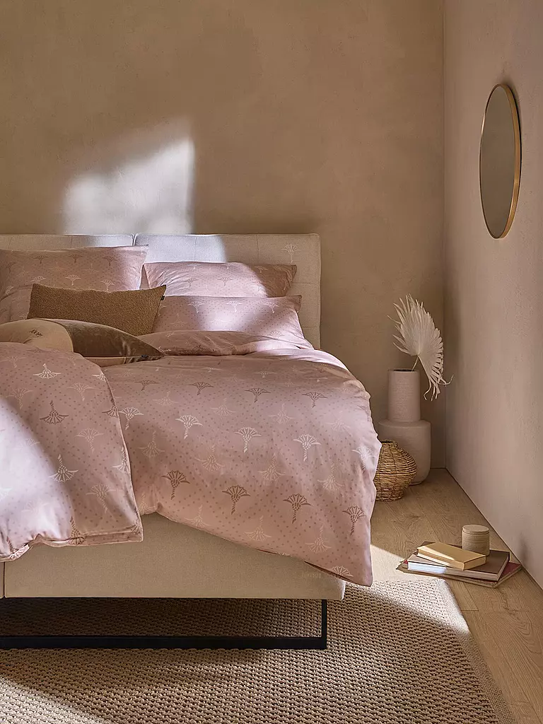 JOOP | Biancheria da letto in raso CORNFLOWER CHARM 70x90 / 140x200cm Nude | Beige