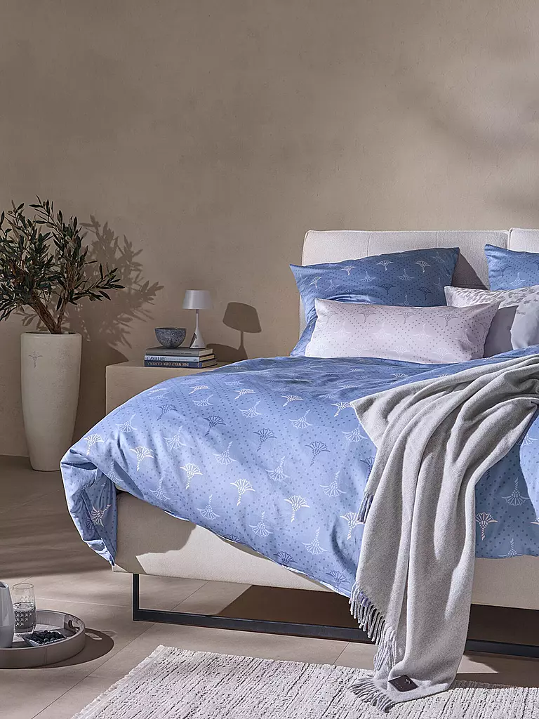 JOOP | Biancheria da letto in raso CORNFLOWER CHARM 70x90 / 140x220cm Ocean | Blu chiaro