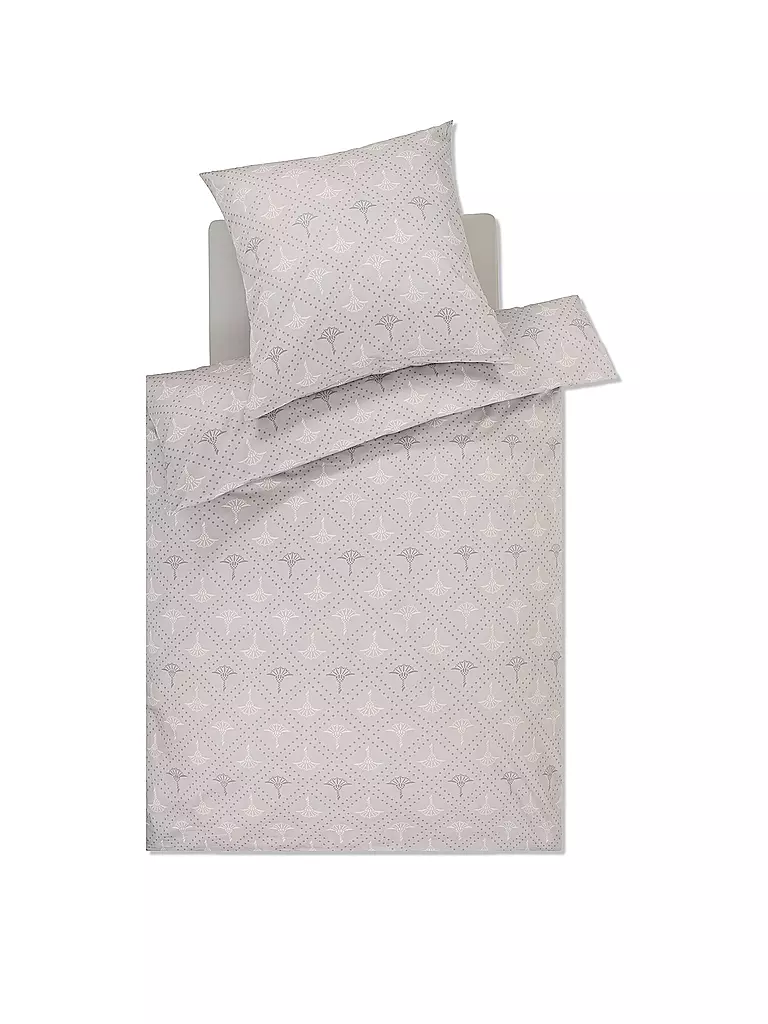 JOOP | Biancheria da letto in raso CORNFLOWER CHARM 70x90 / 140x220cm Stone | Grigio chiaro