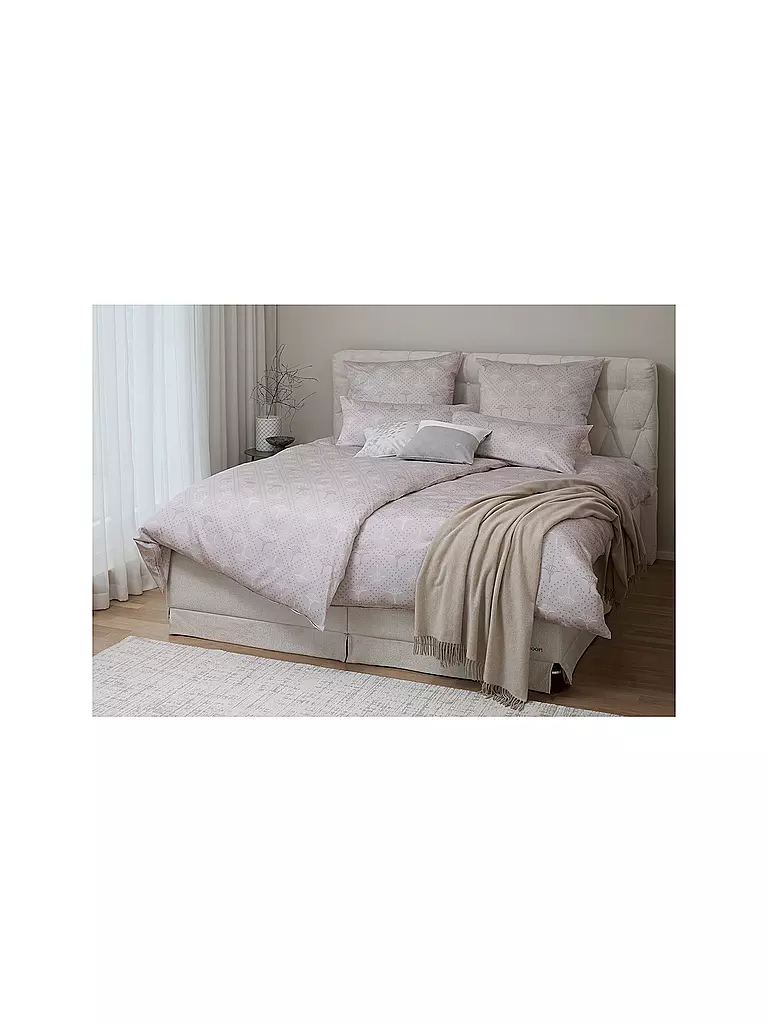JOOP | Biancheria da letto in raso CORNFLOWER CHARM 70x90 / 140x220cm Stone | Grigio chiaro