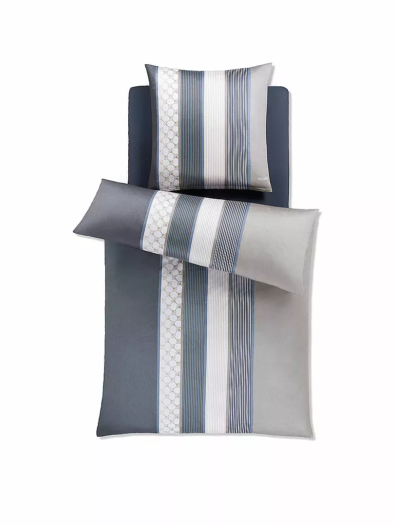 JOOP | Biancheria da letto in raso Cornflower Stripes 70x90cm / 140x220cm Deep Coal | Grigio