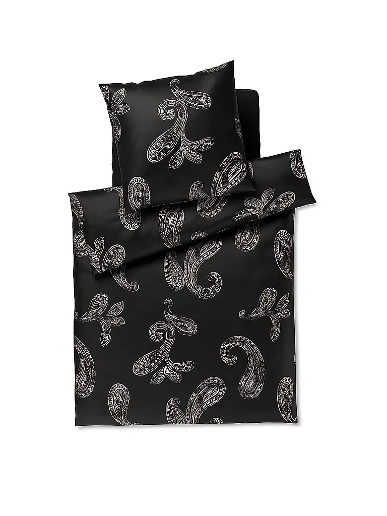 JOOP | Biancheria da letto in raso PAISLEY 70x90cm/140x200cm Nero | Nero