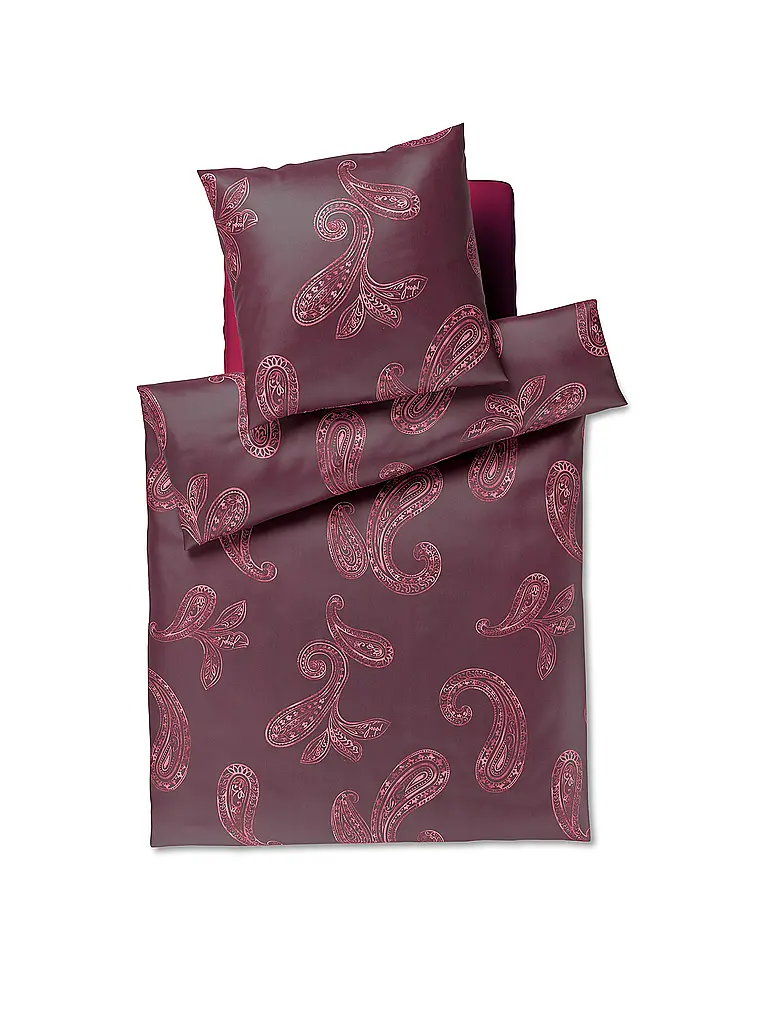 JOOP | Biancheria da letto in raso PAISLEY 70x90cm/140x200cm Rosso scuro | Rosso scuro