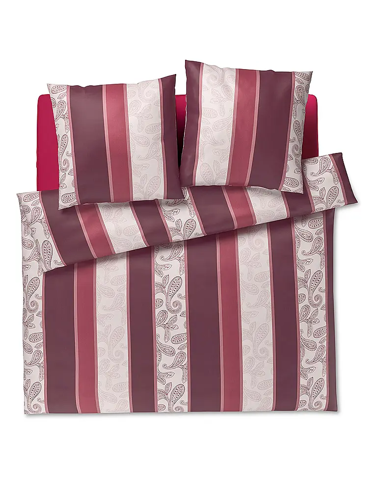 JOOP | Biancheria da letto in raso PAISLEY STRIPES 2x70x90cm/140x200cm Rosso scuro | Rosso scuro