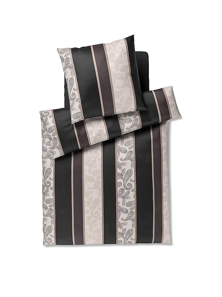 JOOP | Biancheria da letto in raso PAISLEY STRIPES 70x90cm/140x200cm Nero | Nero