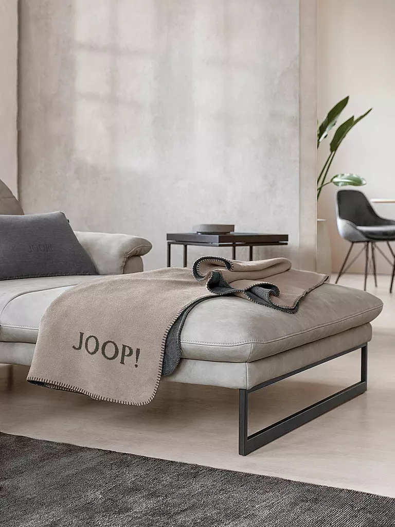 JOOP | Coperta - Plaid 150x200cm Tinta unita Doubleface Pietra/Antracite | Grigio