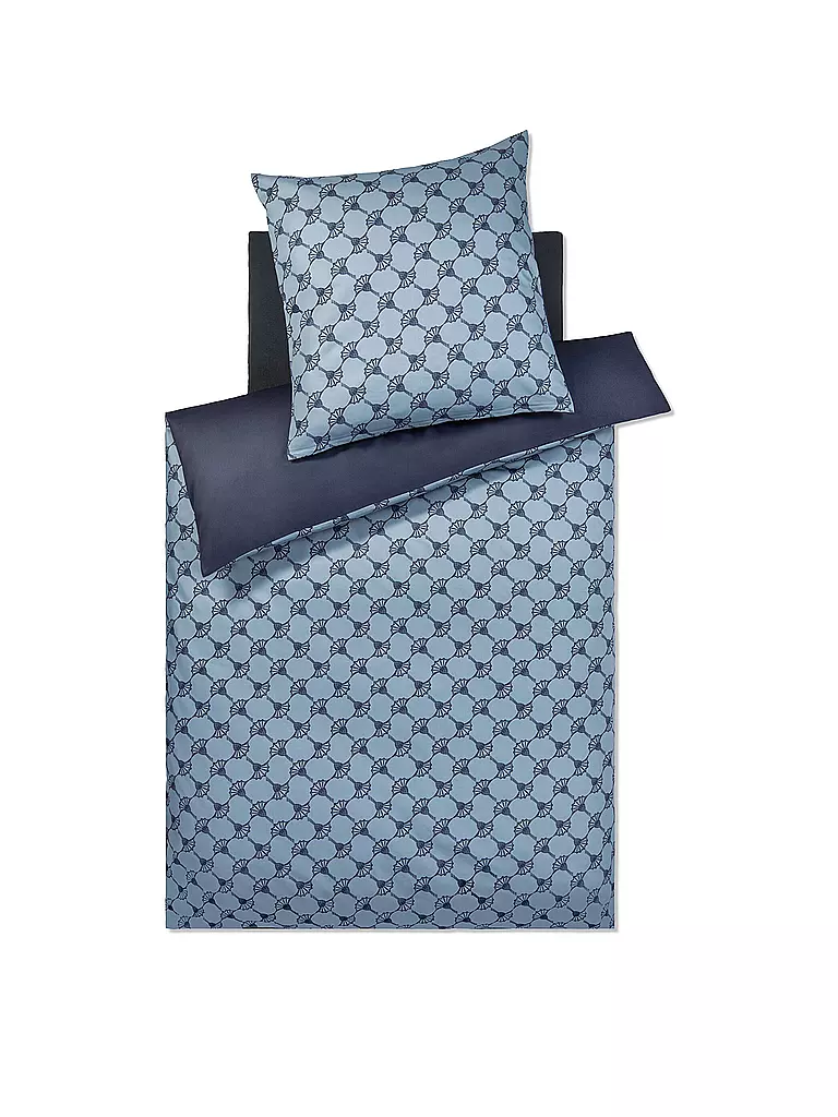 JOOP | Satin Bettwäsche CORNFLOWER DOUBLE 70x90cm/140x200cm Deep Ocean | Blu scuro