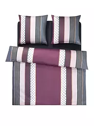 JOOP | Satin Bettwäsche Cornflower Stripes 2 x 70x90cm / 200x200cm Deep Wine | Bacca