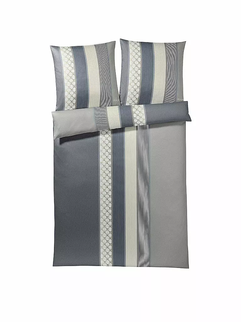 JOOP | Satin-Bettwäsche "Cornflower Stripes" 70x90 / 140x200cm (Deep Coal) | Grigio