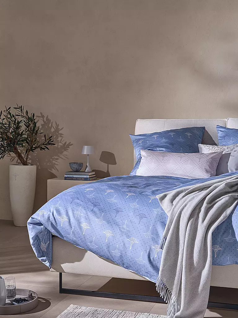 JOOP | Satin-Bettwäsche CORNFLOWER CHARM 70x90 / 140x200cm Ocean  | Blu chiaro