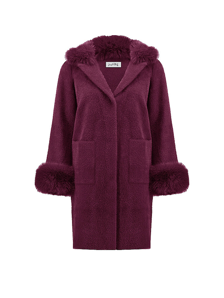 Cappotto in pelliccia sintetica rosso scuro M
