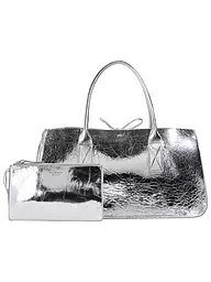 JULIA SKERGETH | Borsa in pelle - Shopper Large | Argento