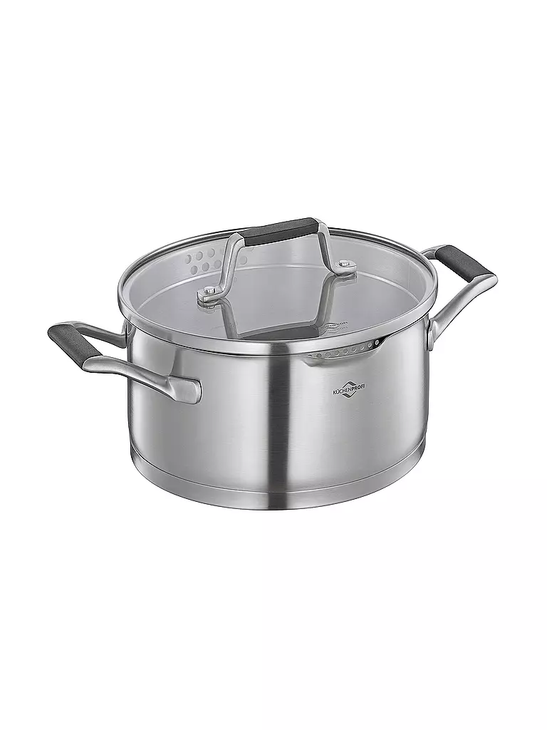 KÜCHENPROFI | Casseruola 20cm/3l BOLOGNA Acciaio inox /Nero | Argento