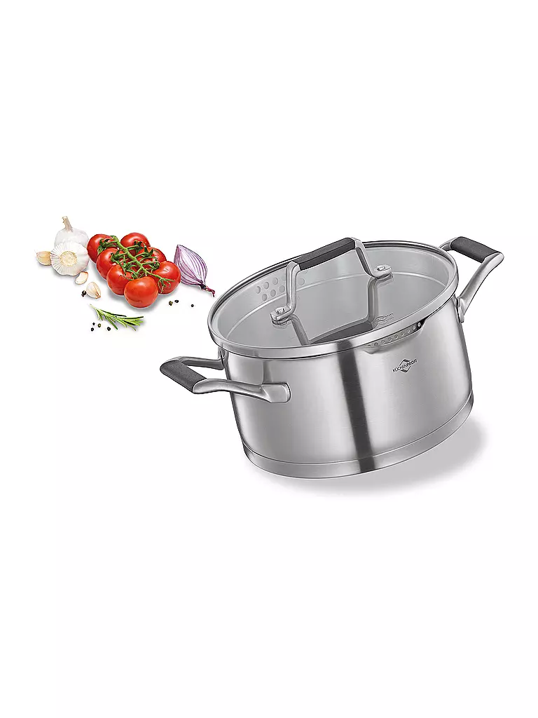 KÜCHENPROFI | Casseruola 20cm/3l BOLOGNA Acciaio inox /Nero | Argento
