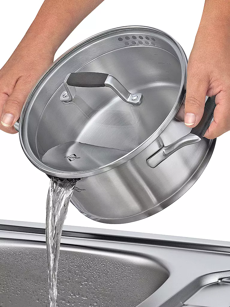 KÜCHENPROFI | Casseruola 20cm/3l BOLOGNA Acciaio inox /Nero | Argento