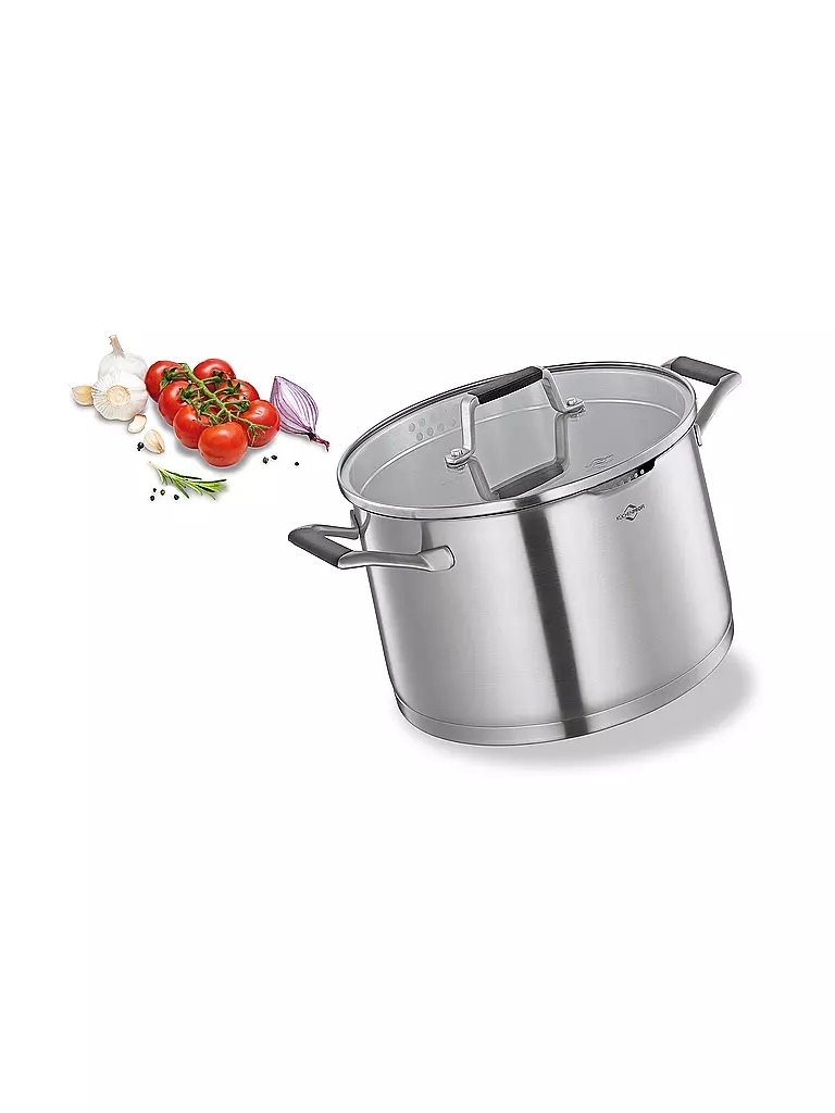 KÜCHENPROFI | Pentola 24cm/6,7l BOLOGNA acciaio inox/nero | Argento