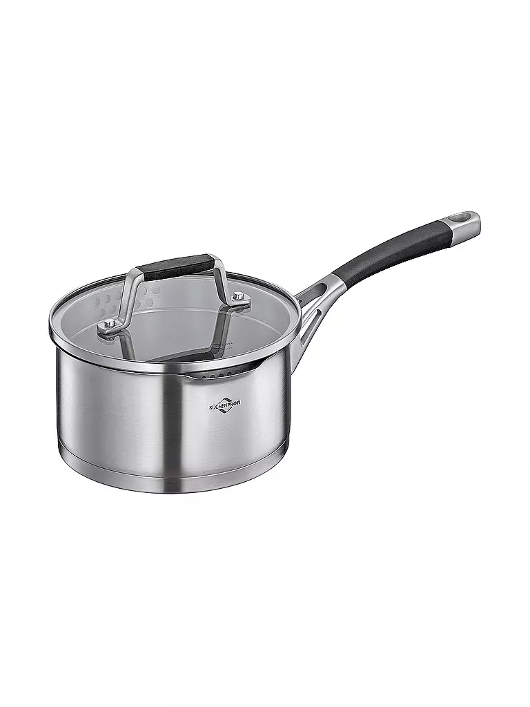 KÜCHENPROFI | Stielkasserolle 16cm/1,5l  BOLOGNA Edelstahl /Schwarz | Argento