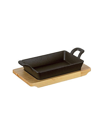 KÜCHENPROFI | Padella da portata rettangolare con tagliere in legno 21,5x12,5 cm