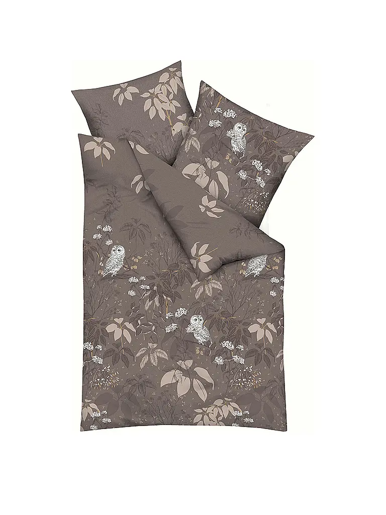 KAEPPEL | Biancheria da letto in flanella 70x90cm/140x200cm GUFO DELLE NEVI Marrone | Marrone