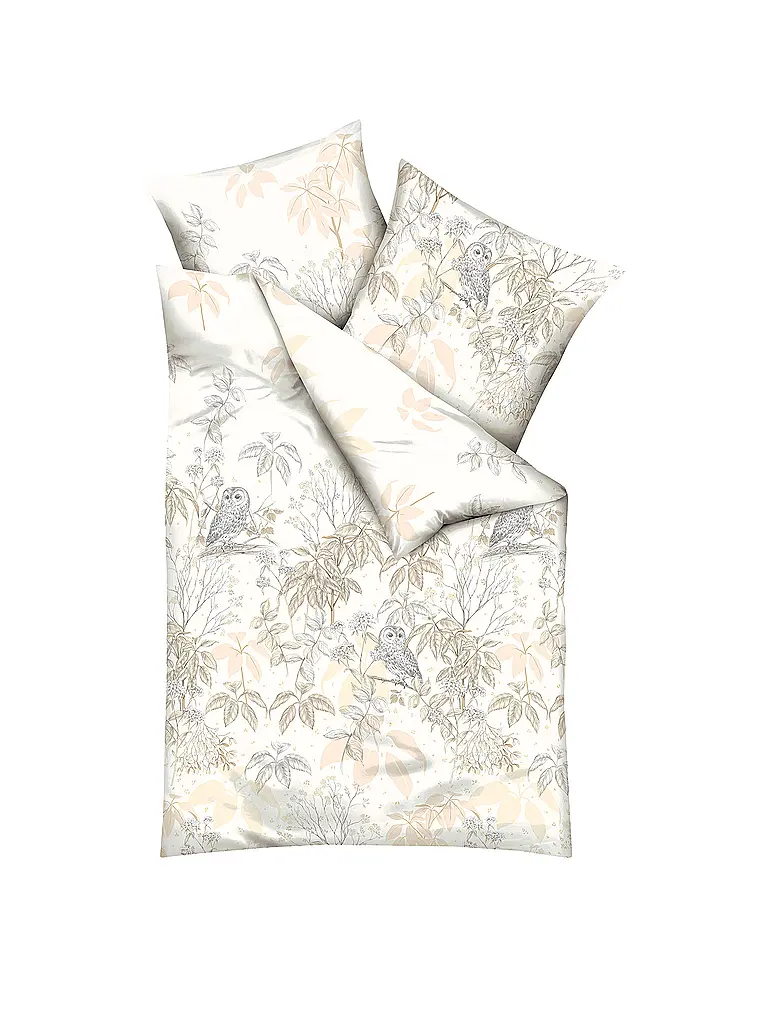 KAEPPEL | Biancheria da letto in flanella 70x90cm/140x200cm GUFO DELLE NEVI Naturale | Beige